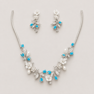 Blue Pearl Floral Set