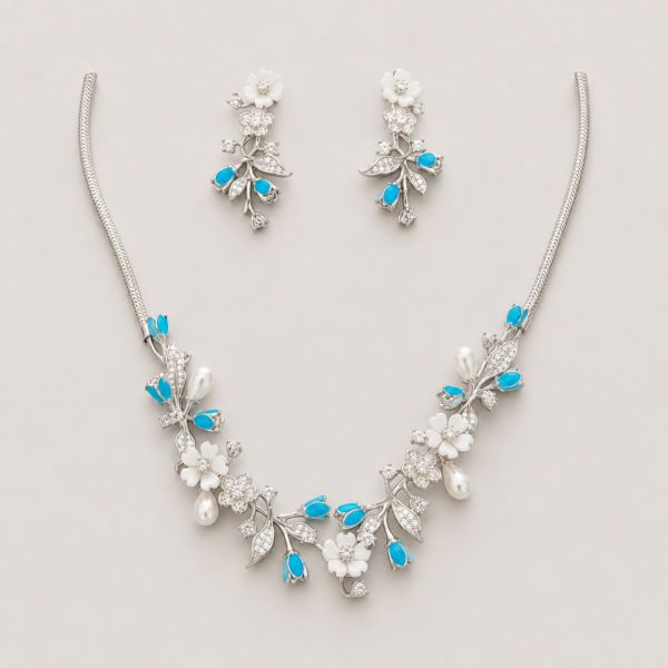 Blue Pearl Floral Set