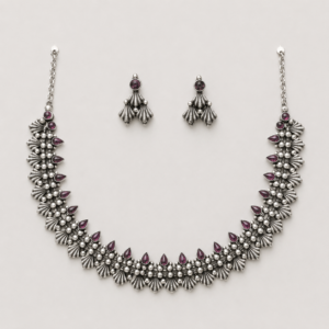 Floral Oxidised Necklace Set